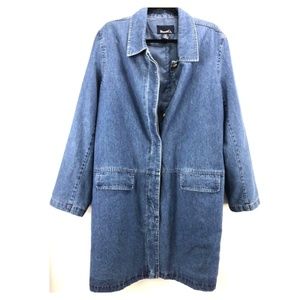 Oversized Long Denim Jean Jacket Large VTG 1990's